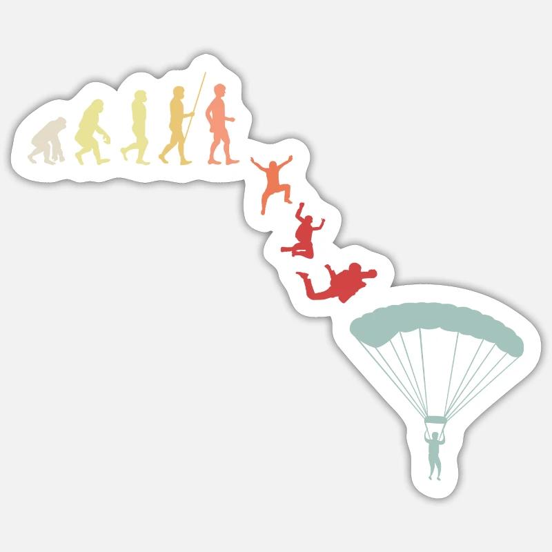 Parachutiste Parapente Evolution Retro - Sticker taille S (10 x 10 cm) - blanc mat