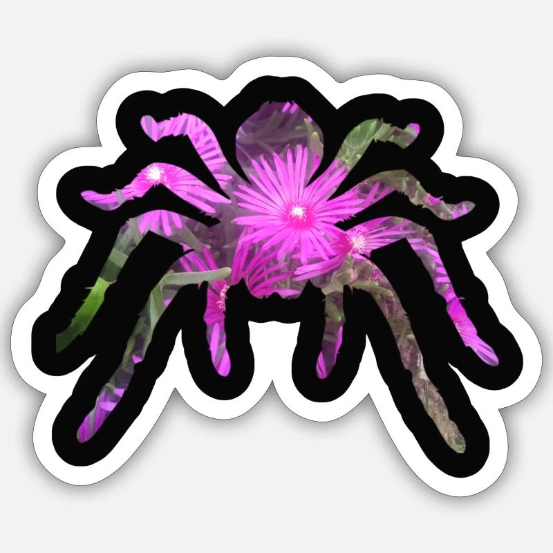 Blühende Spinne - Sticker Größe S (10 x 10 cm) - Mattweiß