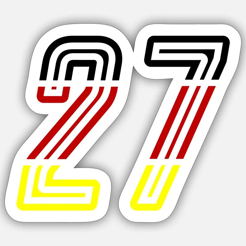 27 Symbole numérique Allemagne - Sticker taille S (10 x 10 cm) - blanc mat