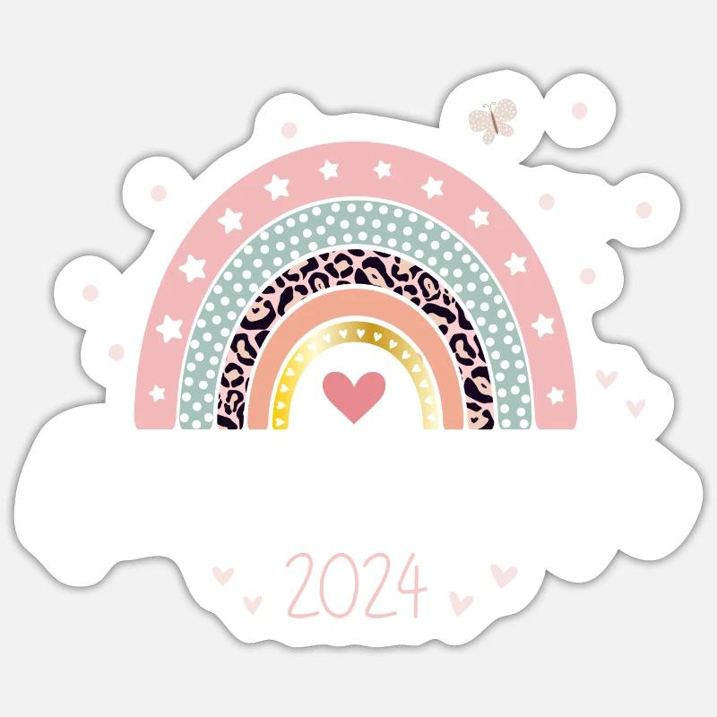 Große Schwester 2024 Herz Regenbogen - Sticker Größe S (10 x 10 cm) - Mattweiß