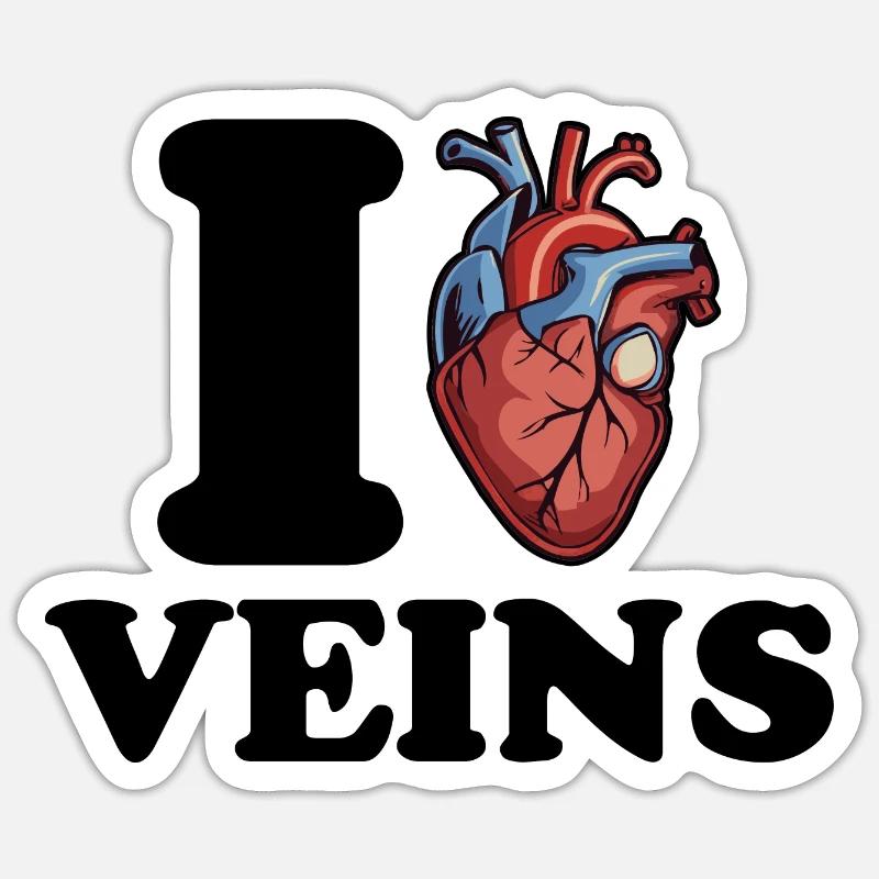 J’aime les veines - prendre du sang - Sticker taille S (10 x 10 cm) - blanc mat