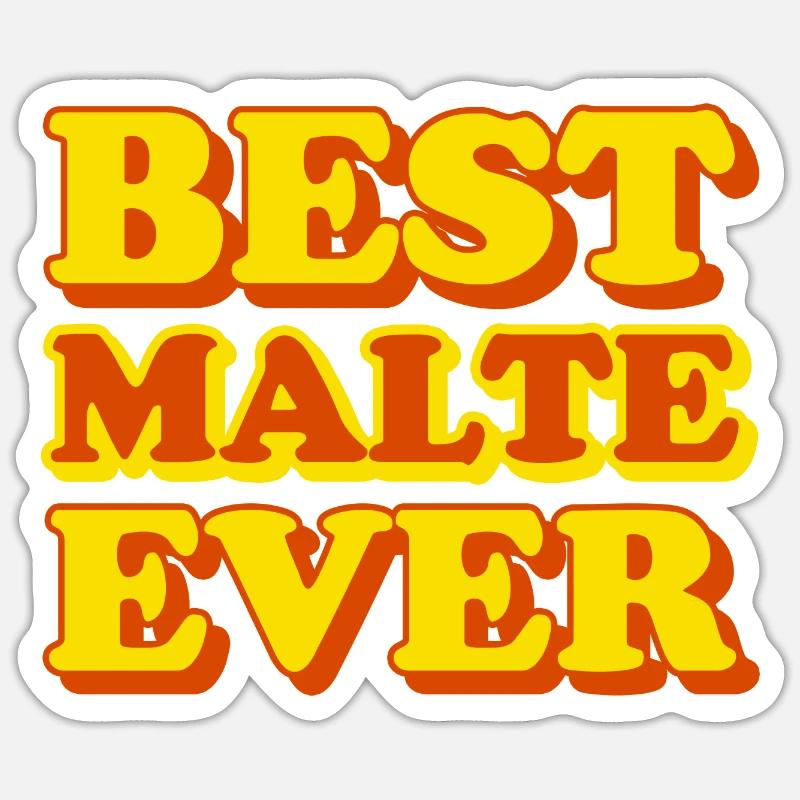 Malte prénom cadeau drôle - Sticker taille S (10 x 10 cm) - blanc mat