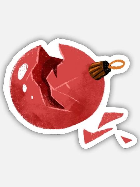 Weihnachtskugel Missgeschick - Sticker Größe S (10 x 10 cm) - Mattweiß