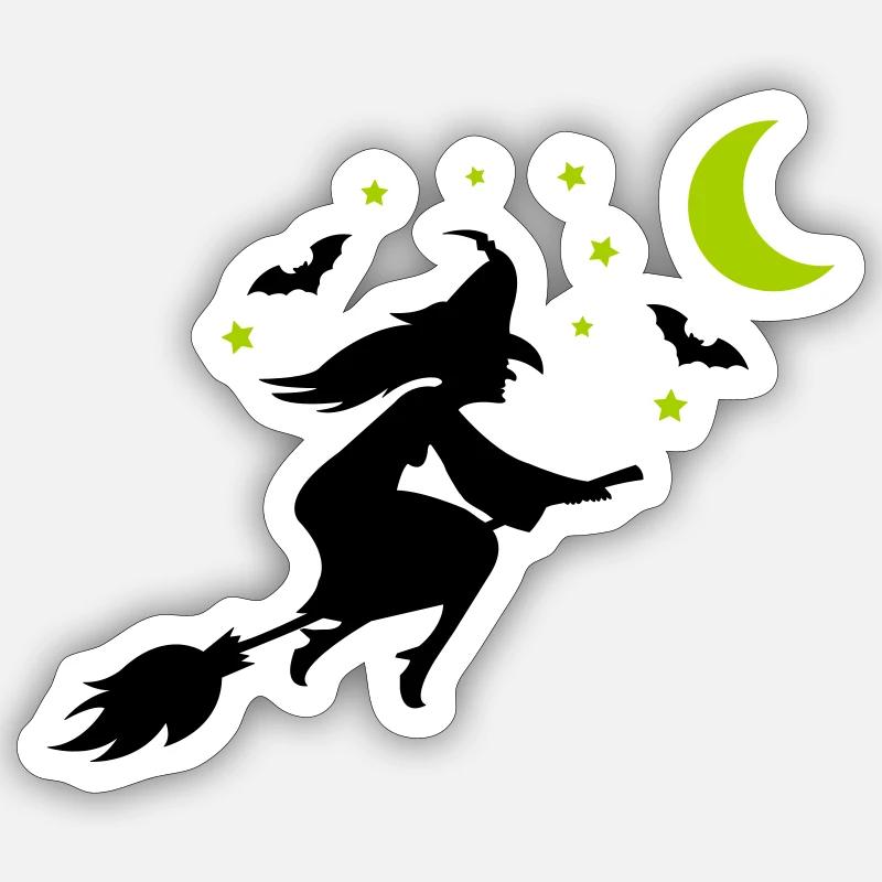 hexe silhouette - Sticker Größe S (10 x 10 cm) - Mattweiß
