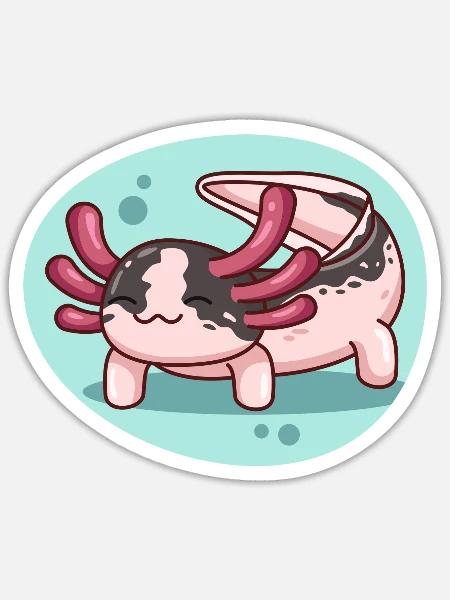 Piebald Axolotl Design für Axolotl-Liebhaber - Sticker Größe S (10 x 10 cm) - Mattweiß