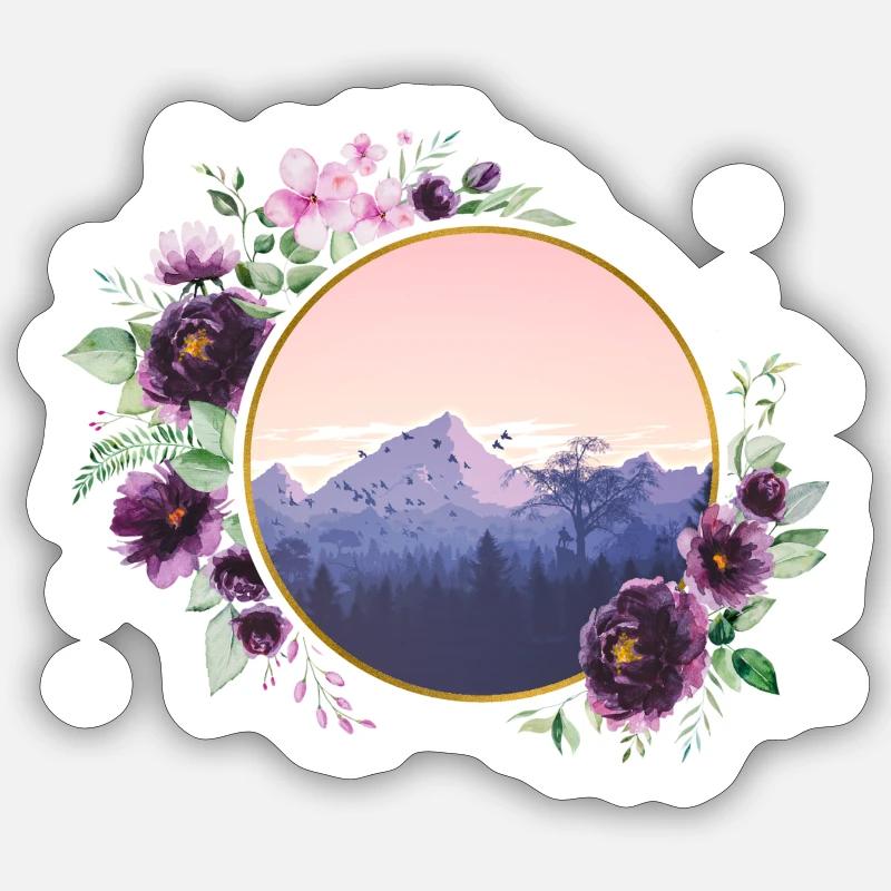 Verschwenderischer Berg - Sticker Größe S (10 x 10 cm) - Mattweiß
