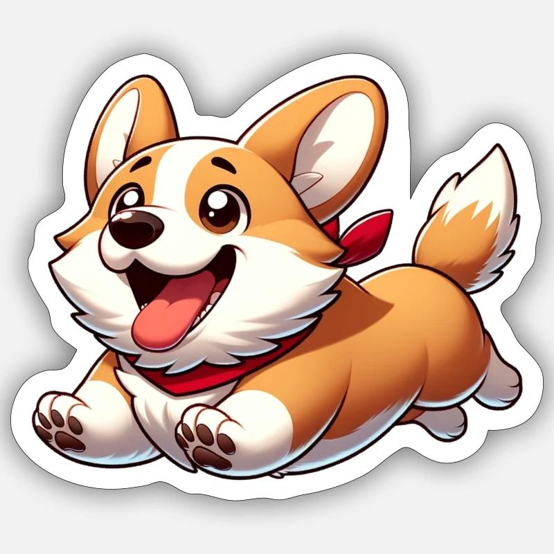 Corgi - Sticker Größe S (10 x 10 cm) - Mattweiß
