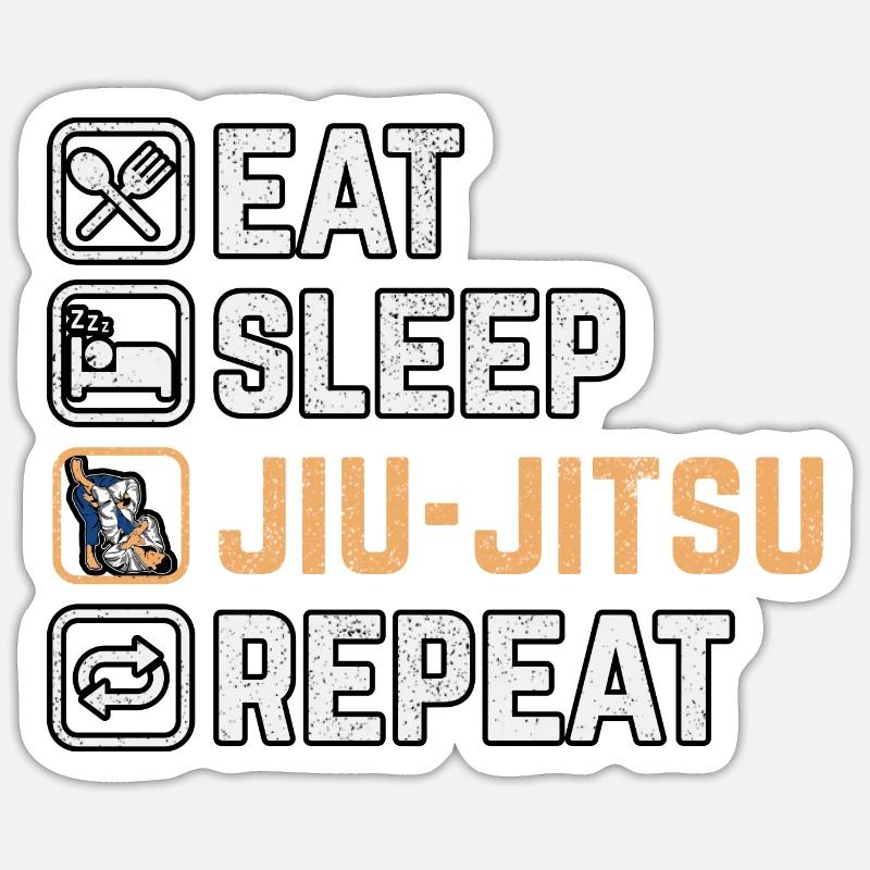 Manger Sommeil Jiu-Jitsu Répéter - Sticker taille S (10 x 10 cm) - blanc mat