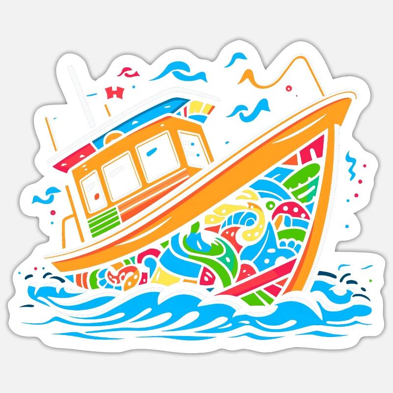 Pop Art Doodle Boot - Lebendige Karikatur Sticker Größe S (10 x 10 cm)