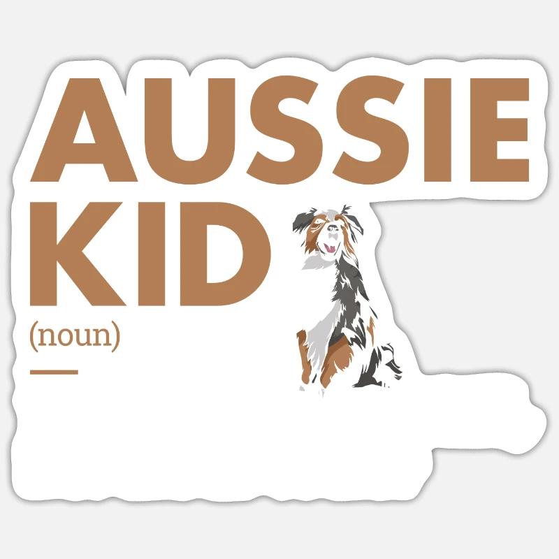 Dog Aussie Kid Definition - Sticker Größe S (10 x 10 cm) - Mattweiß