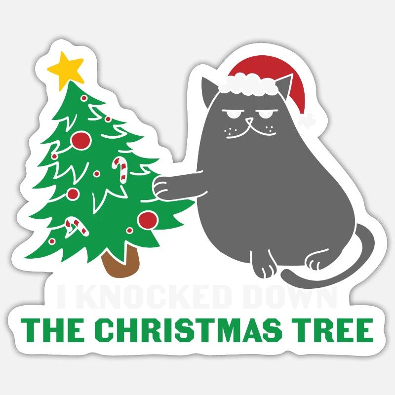 Chat cadeau - Noël cadeau chat - Sticker taille S (10 x 10 cm) - blanc mat