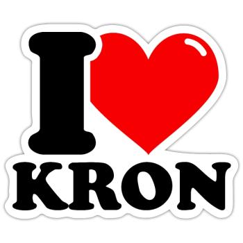 J’aime kron Prénom - Sticker taille S (10 x 10 cm) - blanc mat - Devant