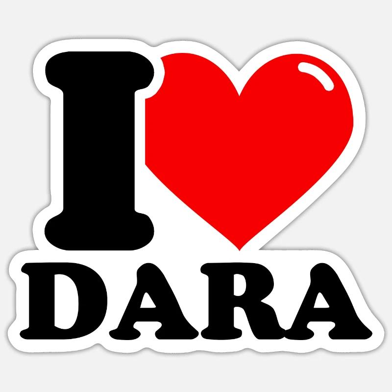 J’aime dara Prénom - Sticker taille S (10 x 10 cm) - blanc mat