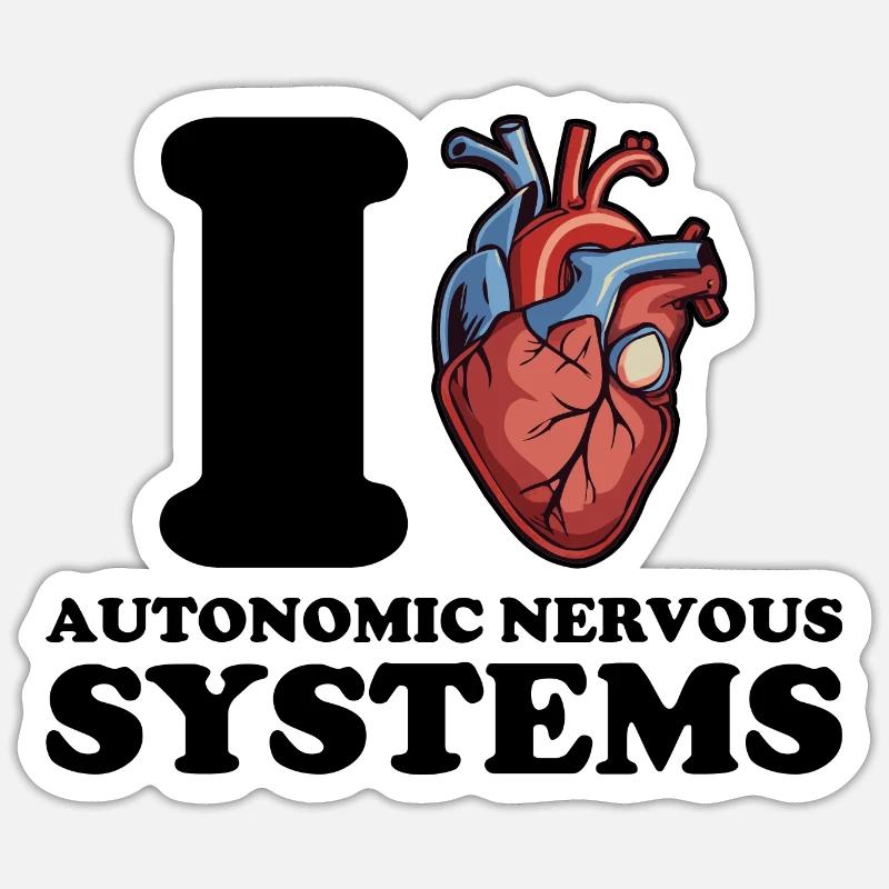 Ich liebe autonome Nervensysteme - Sticker Größe S (10 x 10 cm) - Mattweiß