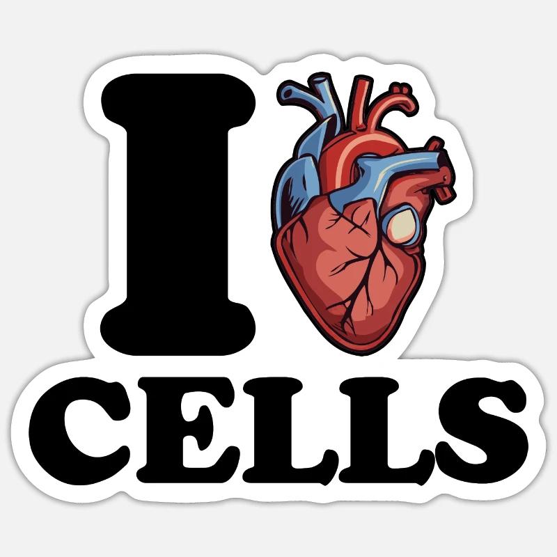 J’adore les cellules - Sticker taille S (10 x 10 cm) - blanc mat