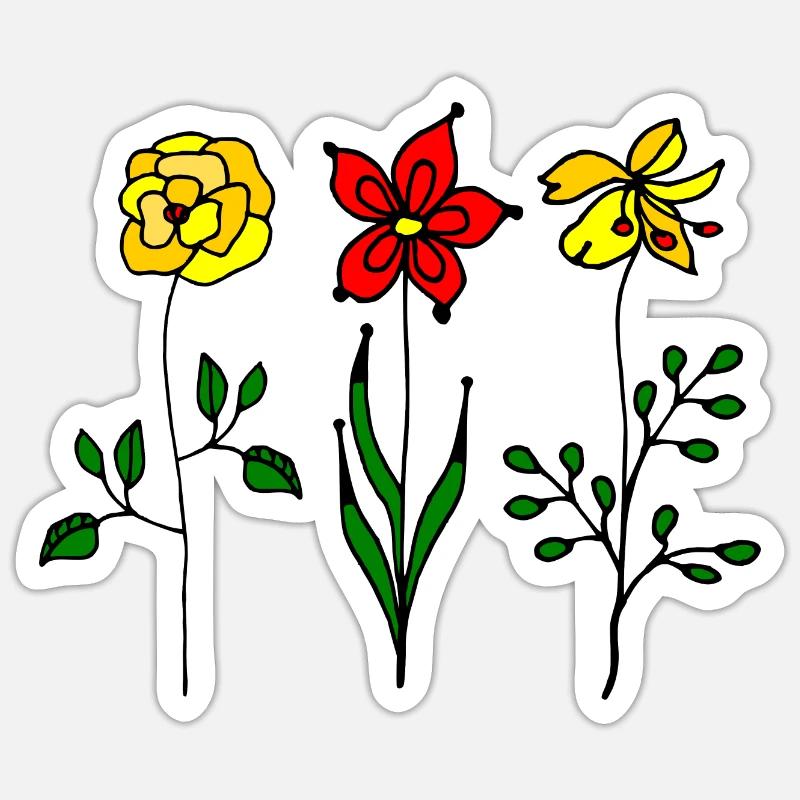 Blumen - Sticker Größe S (10 x 10 cm) - Mattweiß