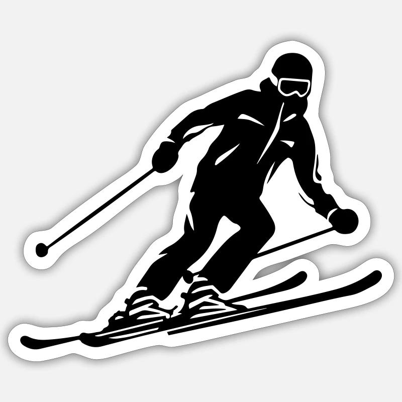 Ski Ski Homme Silhouette - Sticker taille S (10 x 10 cm) - blanc mat