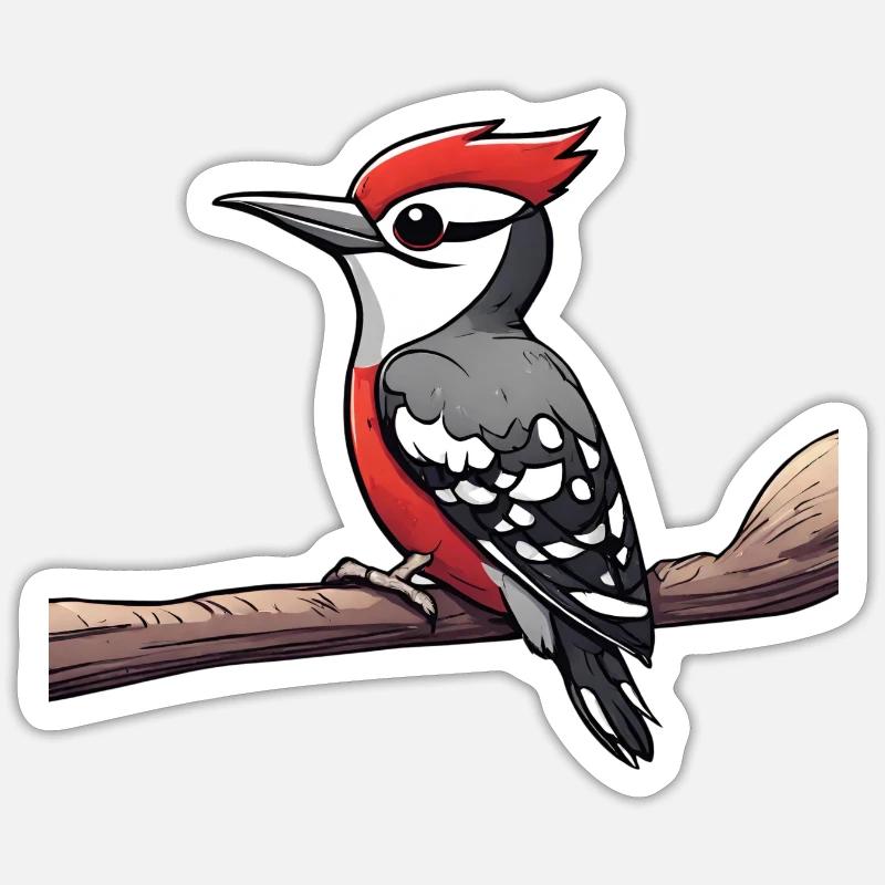 Specht - Sticker Größe S (10 x 10 cm) - Mattweiß