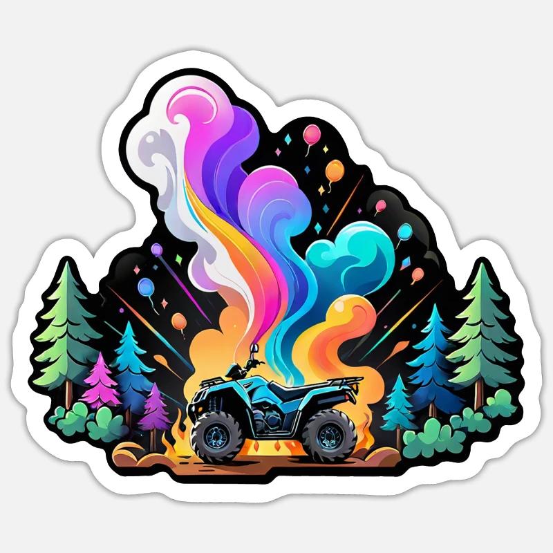 quad et tout terrain - Sticker taille S (10 x 10 cm) - blanc mat
