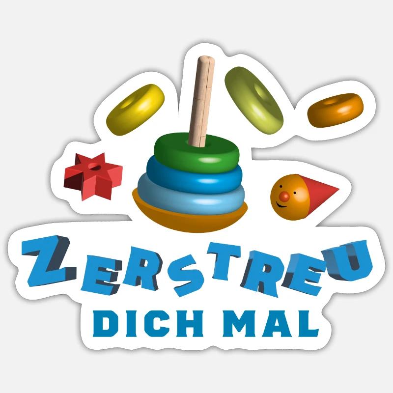 Stehaufmännchen „Zerstreu dich mal" - Sticker Größe S (10 x 10 cm) - Mattweiß