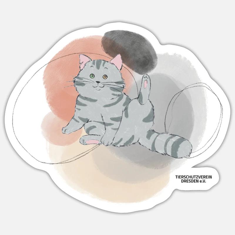 🐾 Grau getigerte Katze🐱 Sticker Größe S (10 x 10 cm)