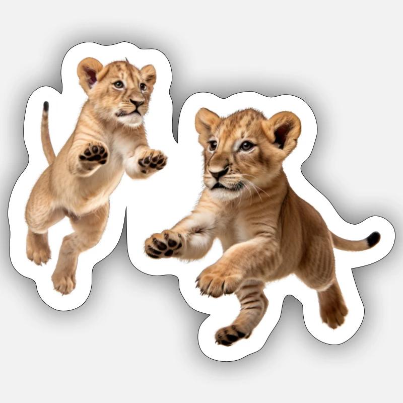 Löwenbabys - Sticker Größe S (10 x 10 cm) - Mattweiß