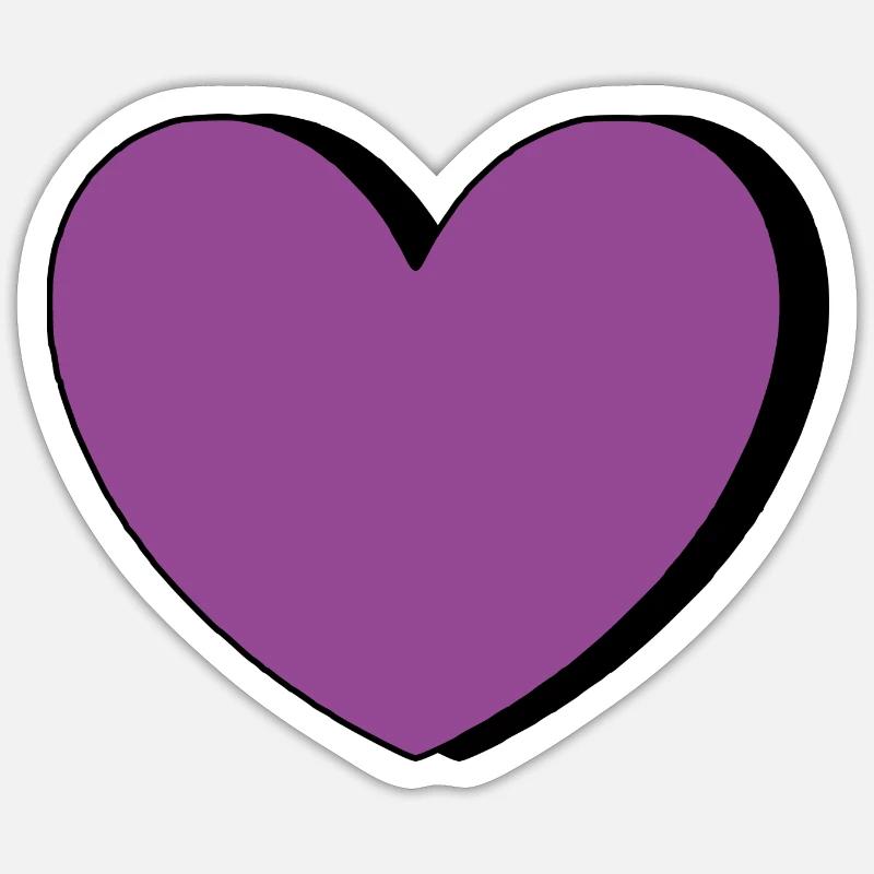 Herz violett schwarz Valentinstag - Sticker Größe S (10 x 10 cm) - Mattweiß