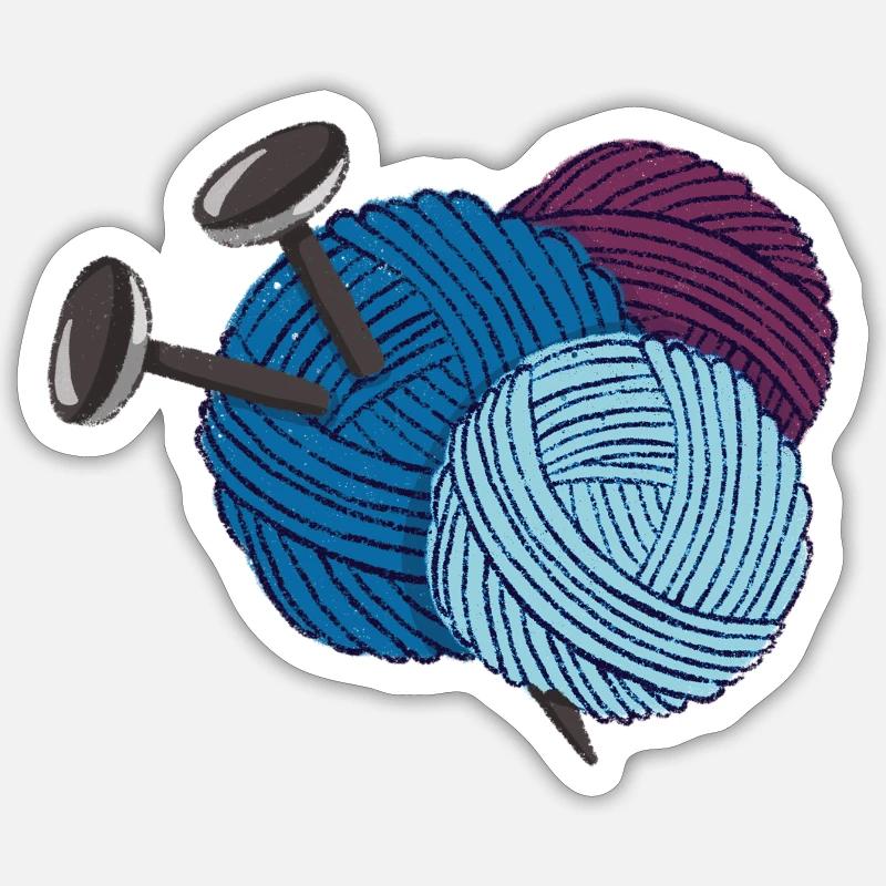Wool with knitting needles Sticker size S (10 x 10 cm)