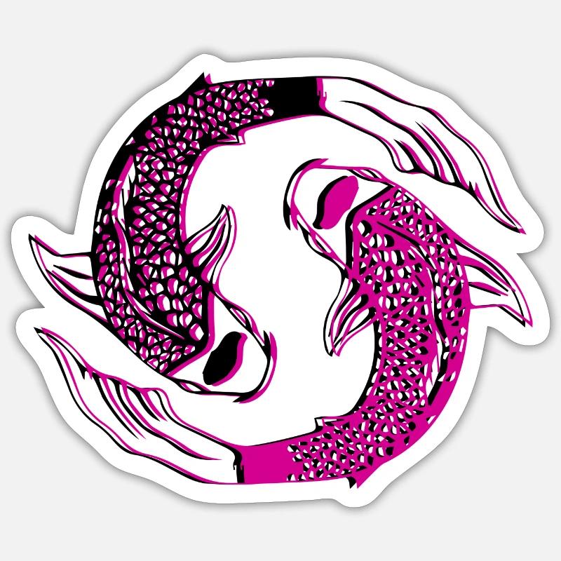 Ying Yang Kois - Sticker Größe S (10 x 10 cm) - Mattweiß