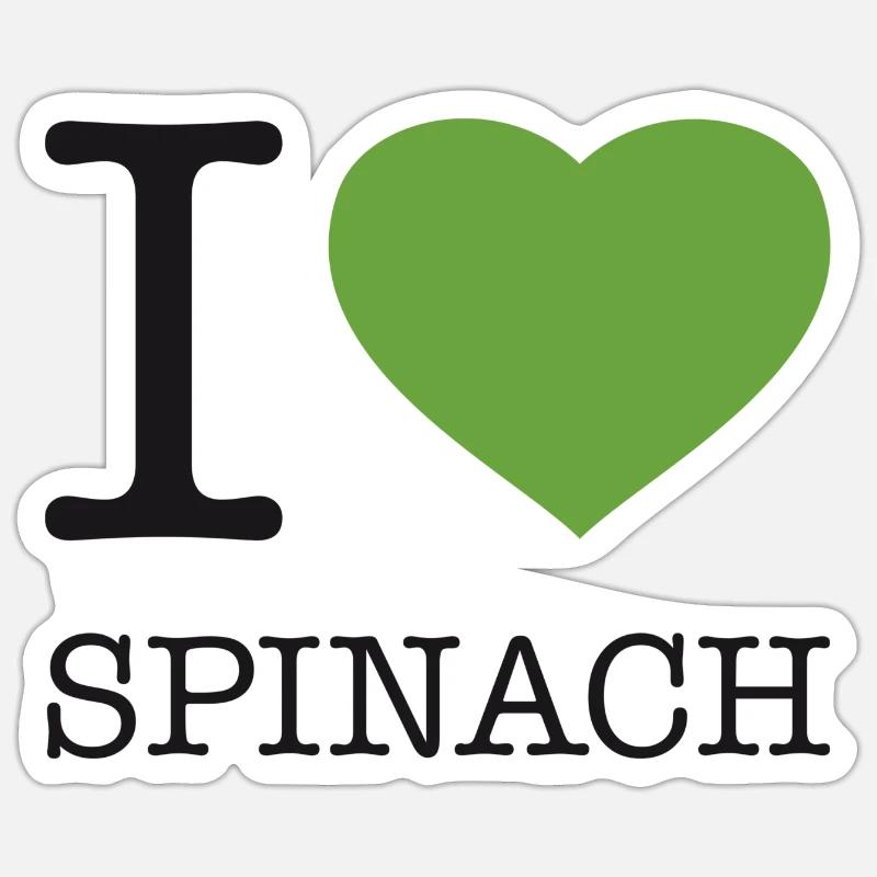 I LOVE SPINACH Spinat - Sticker Größe S (10 x 10 cm) - Mattweiß