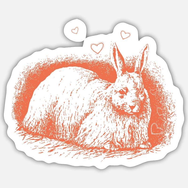 Retro Bunny with Hearts Easter Bunny Sticker size S (10 x 10 cm)