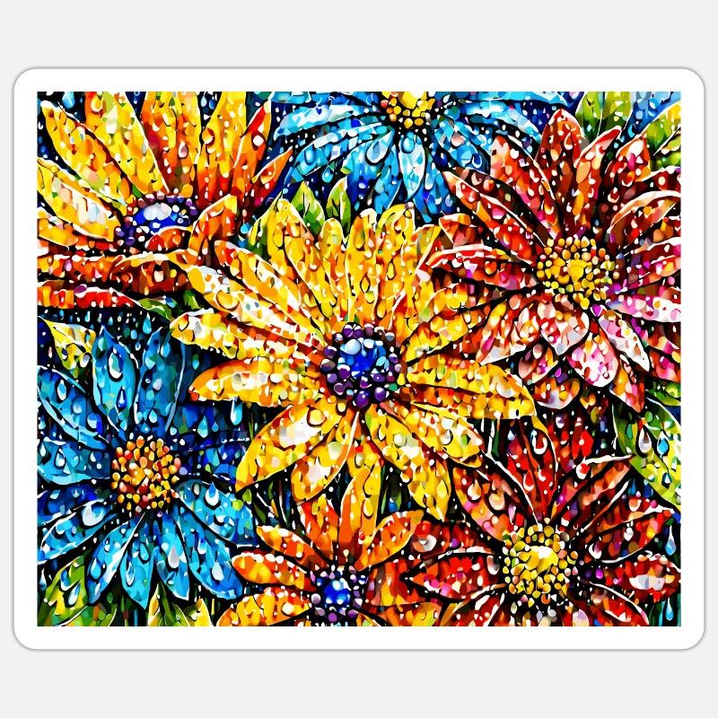 Calgary Bloom Symphony: Dew-Kissed Petals - Sticker taille S (10 x 10 cm) - blanc mat