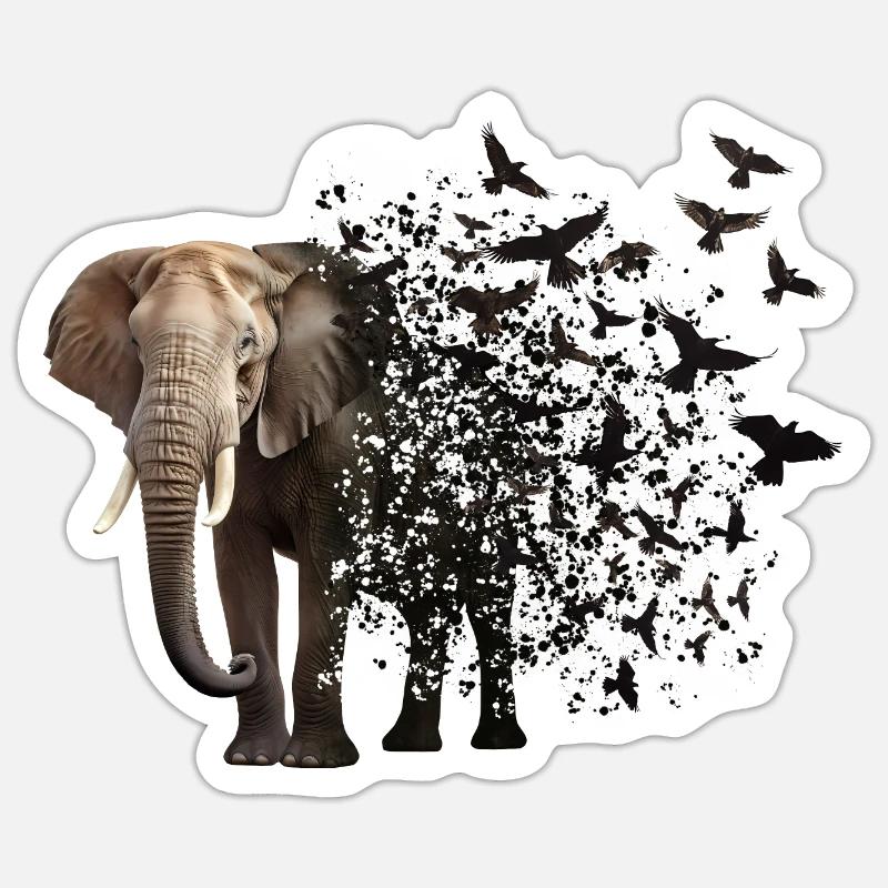 Elefant - Sticker Größe S (10 x 10 cm) - Mattweiß