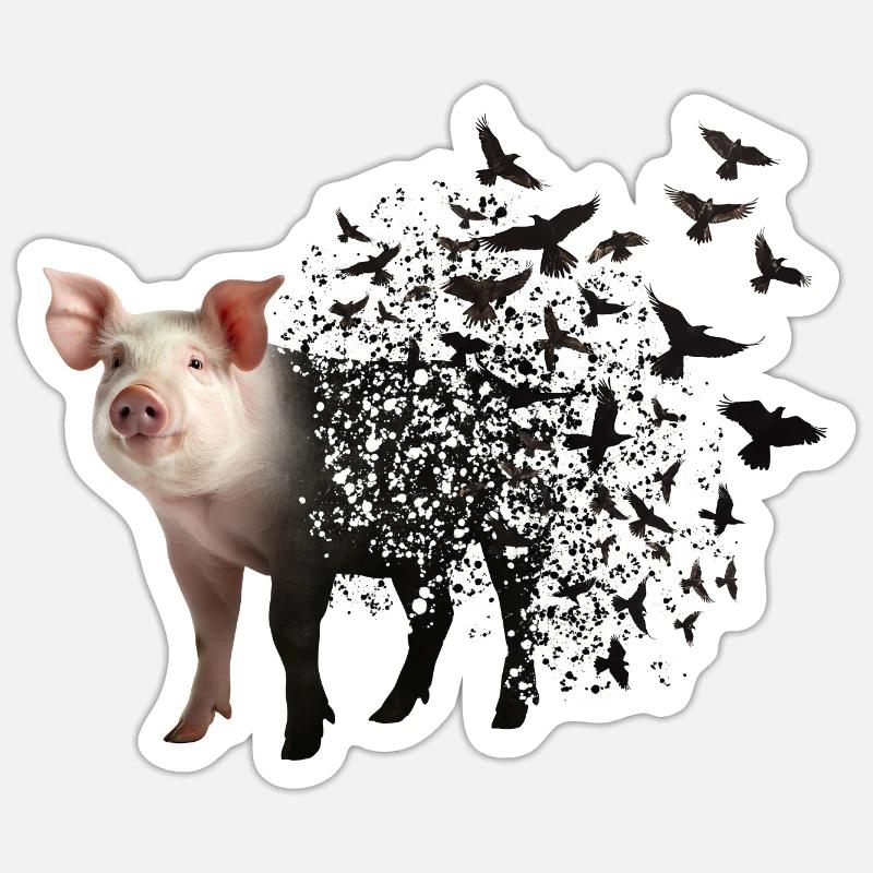 Cochon - Sticker taille S (10 x 10 cm) - blanc mat