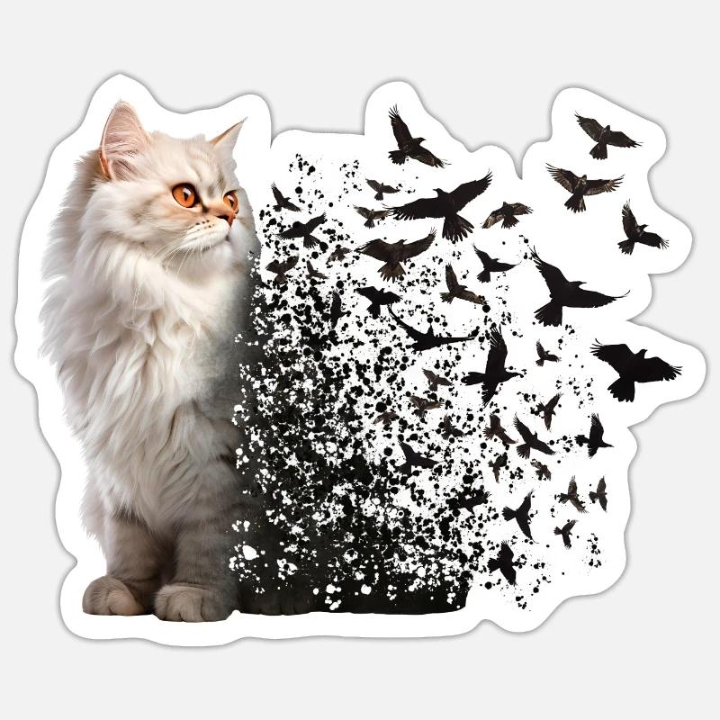 Chat persan - Sticker taille S (10 x 10 cm) - blanc mat