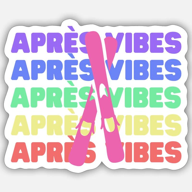 Après Ski vibes Regenbogen - Sticker Größe S (10 x 10 cm) - Mattweiß