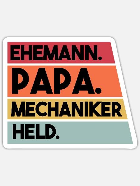 Ehemann Papa Mechaniker Held - Sticker Größe S (10 x 10 cm) - Mattweiß