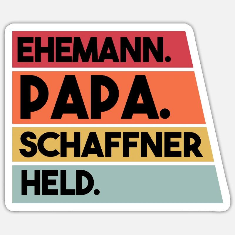 Ehemann Papa Schaffner Held Sticker Größe S (10 x 10 cm)
