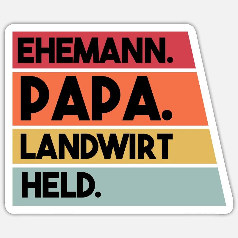 Ehemann Papa Landwirt Held - Sticker Größe S (10 x 10 cm) - Mattweiß