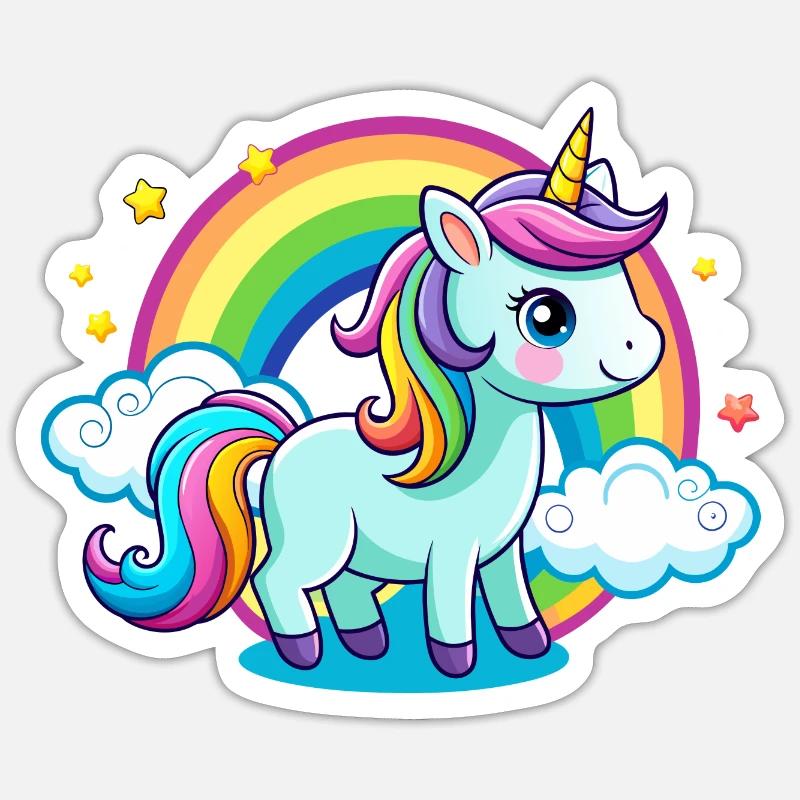 Süßes Regenbogen-Einhorn Sticker Größe S (10 x 10 cm)