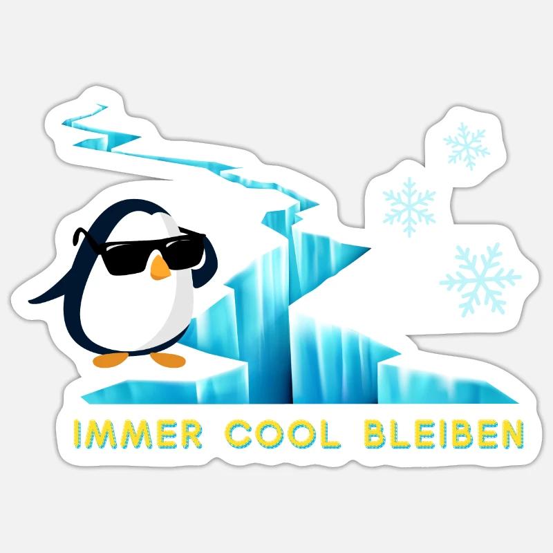 immer cool bleiben, der Pinguin auf dem Eis Sticker Größe S (10 x 10 cm)