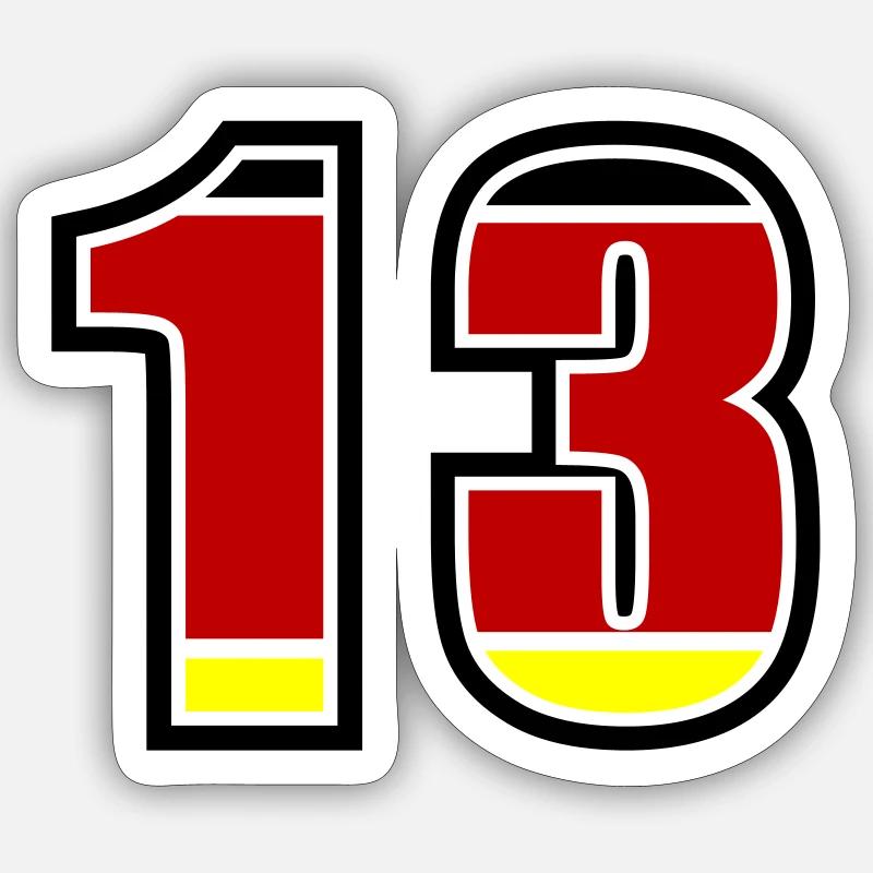 13 Numéro Allemagne Jersey - Sticker taille S (10 x 10 cm) - blanc mat