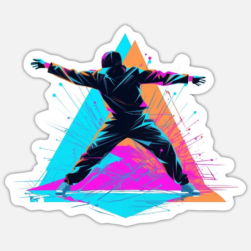 Breakdance Couleurs Rétro Sticker taille S (10 x 10 cm)