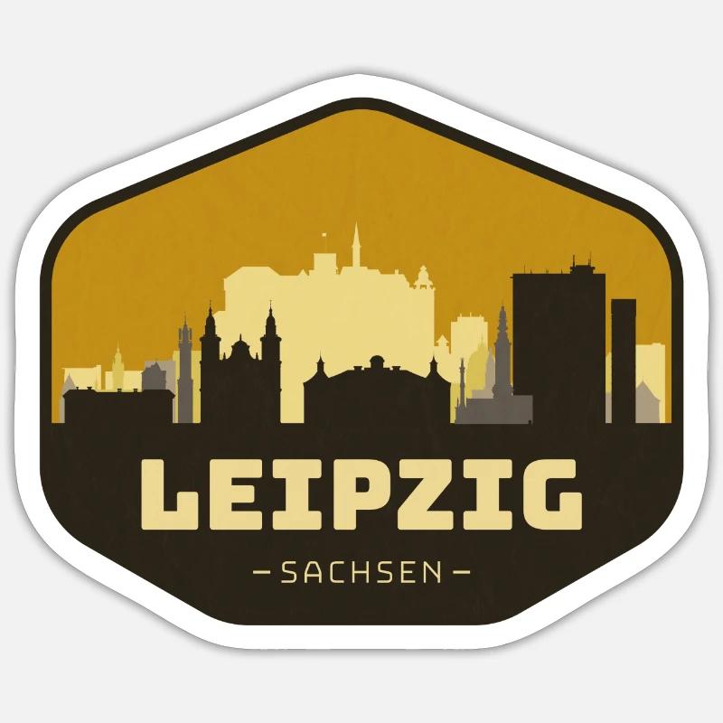 Ligne d’horizon de Leipzig - Sticker taille S (10 x 10 cm) - blanc mat