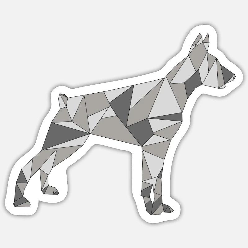 GEOMETRIC DOBERMAN - Sticker size S (10 x 10 cm) - white matte