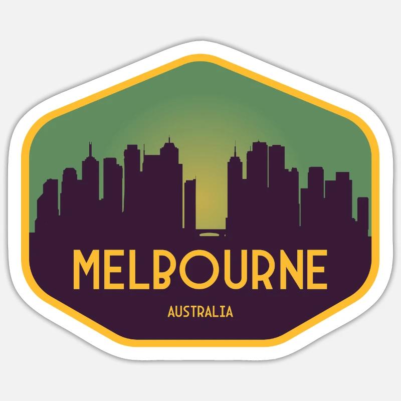 Melbourne Skyline Sunset - Sticker size S (10 x 10 cm) - white matte
