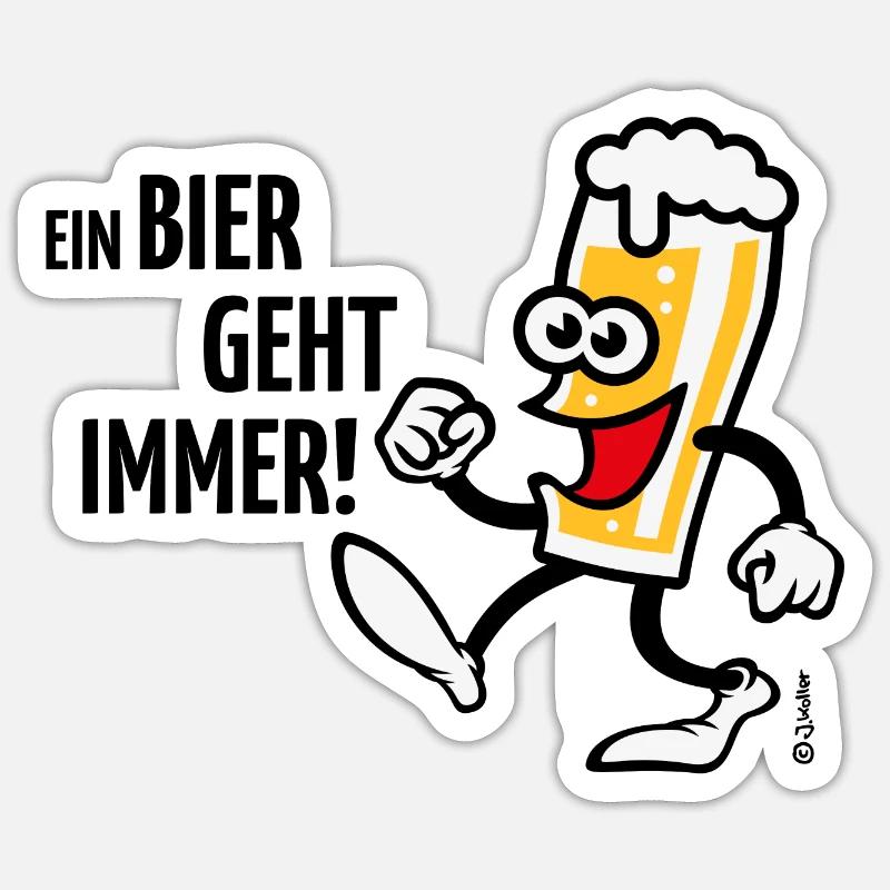 XEin Bier Geht Immer! (Bierchen Cartoon Smile 4C) - Sticker Größe S (10 x 10 cm) - Mattweiß