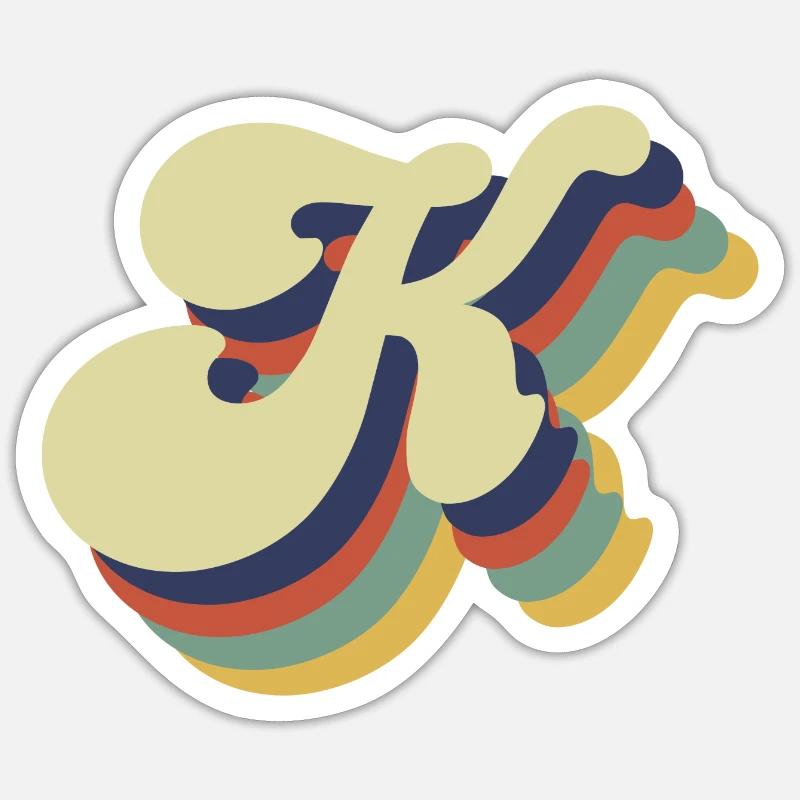 Lettre k rétro - Sticker taille S (10 x 10 cm) - blanc mat