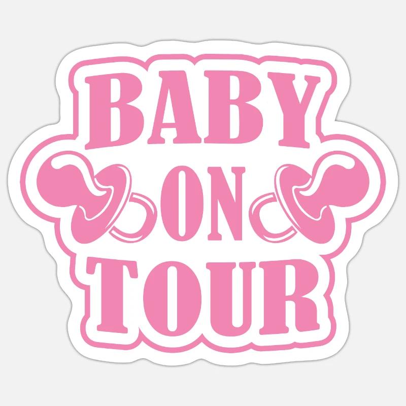 Bébé en tournée - Sticker taille S (10 x 10 cm) - blanc mat