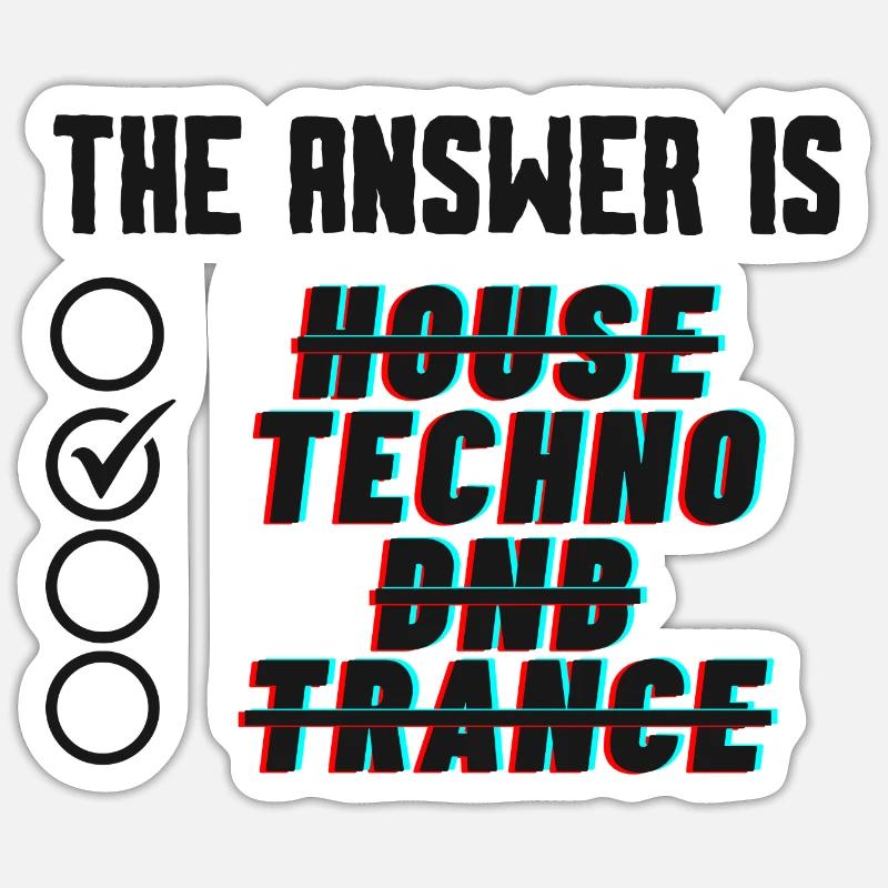 Antwort TECHNO Sticker Größe S (10 x 10 cm)